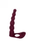 Strap-on Farnell vibrátor dupla penetráció, rezgő piros 17 cm