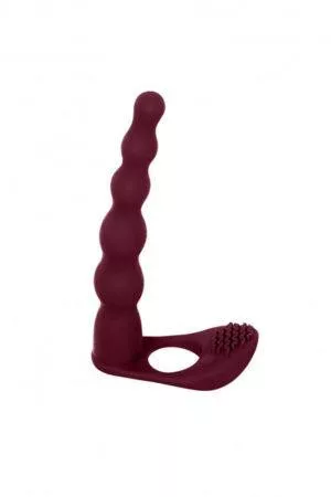 Strap-on Farnell vibrátor dupla penetráció, rezgő piros 17 cm