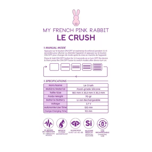Le Crush Vibrációs tojás G-pont stimuláló, 10 mód, vízálló, USB töltés lila