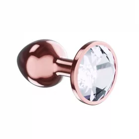   Butt plug fém alapszéles kristály dísz rózsaarany 8,3 cm hosszú
