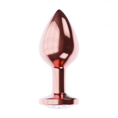 Butt plug fém alapszéles kristály dísz rózsaarany 8,3 cm hosszú