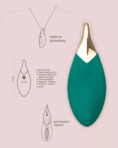 Liberty Leaf vibrátor 10 mód - vízálló, csendes - zöld, lánccal 55 cm
