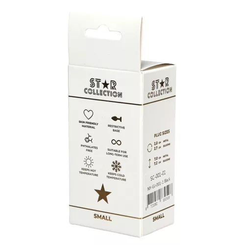 Star Collection Anál plug Szilikon, kényelmes alkalmazás S fekete átlátszó kristály
