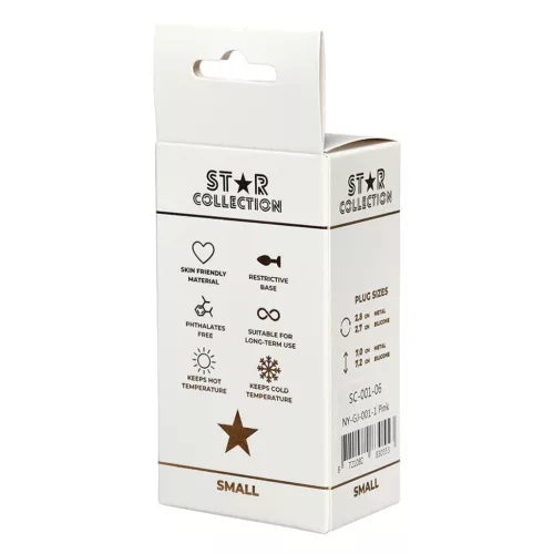 Star Collection Anál plug Szilikon, biztonságos, rózsaszín S átlátszó kő