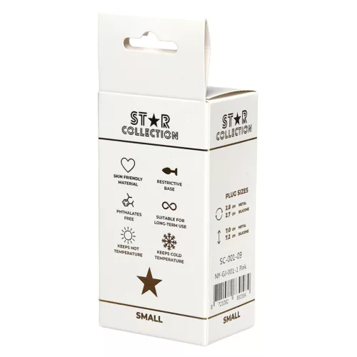 Star Collection anál plug puha szilikon fémkristályos rózsaszín lila S méret