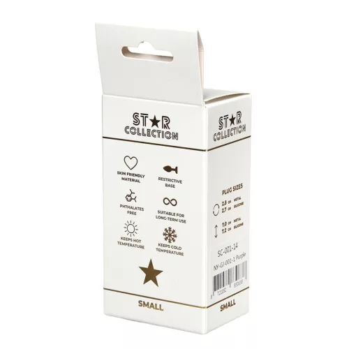 Star Collection Anál plug Szilikon, kő díszítés, kicsi, lila