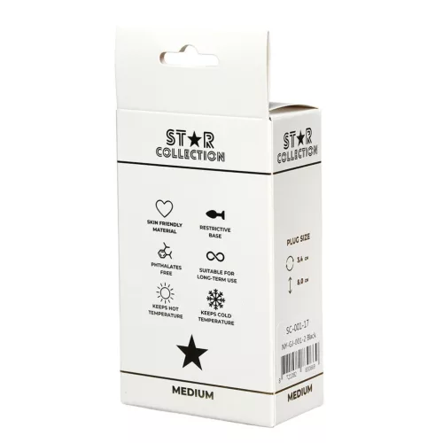 Star Collection Anál plug Kényelmes használat M fekete-rózsaszín kő