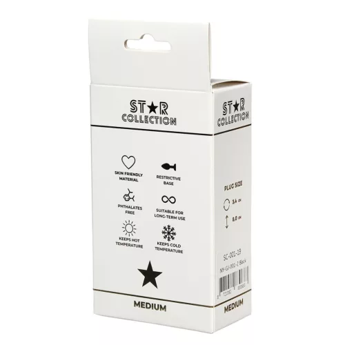 Star Collection Anál plug Kényelmes használat M fekete-lila köves