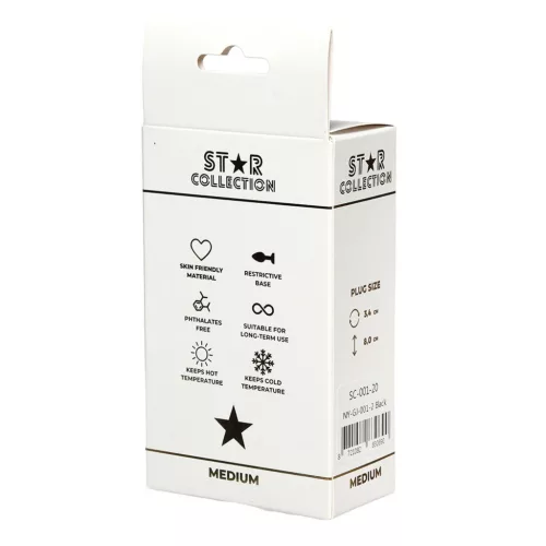 Star Collection Anál plug Kényelmes felvezetés M fekete rózsaszín kővel