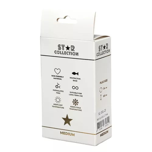 Star Collection Anál plug Kényelmes használat közepes rózsaszín világoskék kő