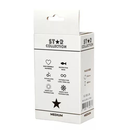 Star Collection Anál plug Kényelmes, közepes méret Rózsaszín lila kővel