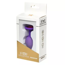   Anál plug közepes méret rózsakvarc díszítéssel lila szilikonból