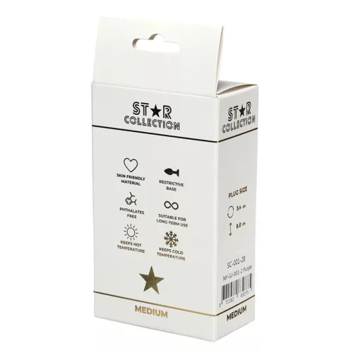 Star Collection Anál plug Szélesített forma, stabil alap M lila világoskék köves