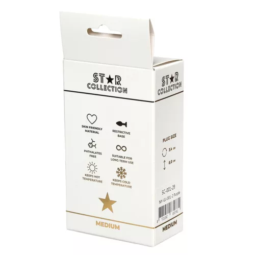 Star Collection Anál plug közepes méret lila színű, szilikon lila kővel
