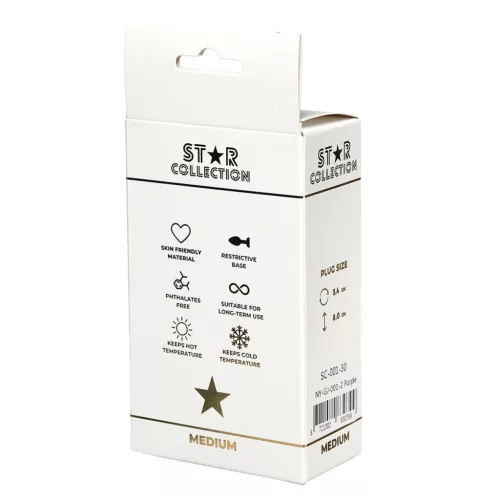 Star Collection anál dugó közepes méret világos rózsaszín kő lila