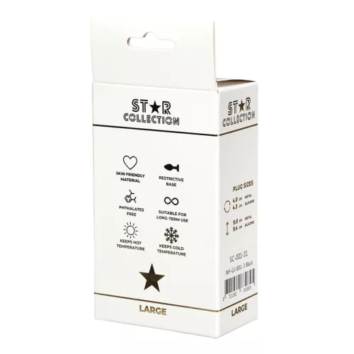 Star Collection Anál plug elegáns kivitel L fekete átlátszó kővel