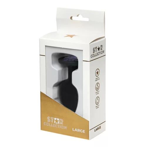 Szexjáték Anál plug nagy méret fekete lila kő díszítéssel