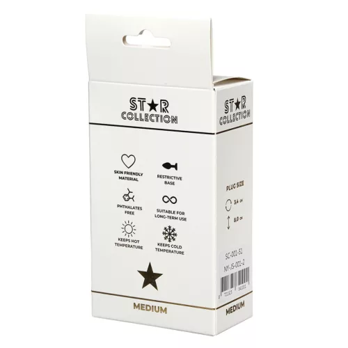 Star Collection Anál plug Elegáns design, közepes méret M ezüst színű átlátszó kővel
