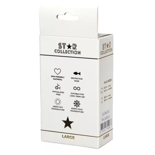 Star Collection Anál plug fém, polírozott, lila kő L méret ezüst