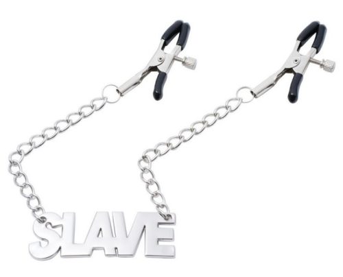 Rabszolgalemezes mellbimbó csipesz 40 cm - érzéki felfedezéshez