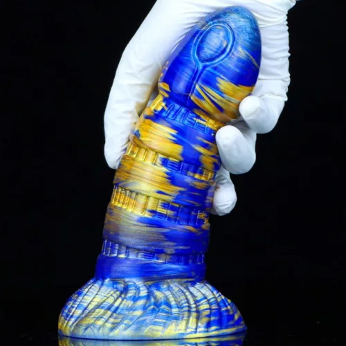 Torff Dildo - prémium kék-arany színű szilikon játék 16cm