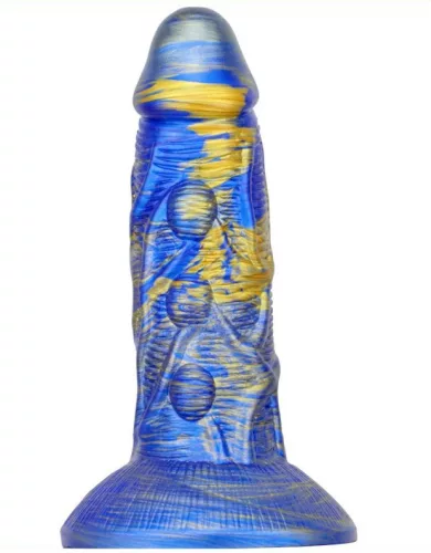 Dildo Fantasy Bulstrix – prémium kék-arany dildó 15cm