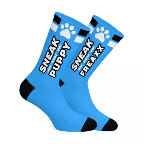 WOOF PUPPY – stílusos kutyás zokni kék színben