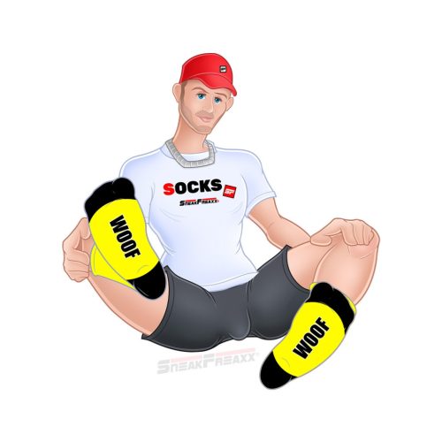 WOOF PUPPY - sárga kutyás zokni, stílusos kényelembe