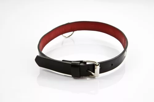 Whips nyakörv vékony állítható 36-42 cm fekete valódi bőr