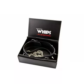 Whips Férfi nyakörv szegecses pórázzal 4,5 cm fekete