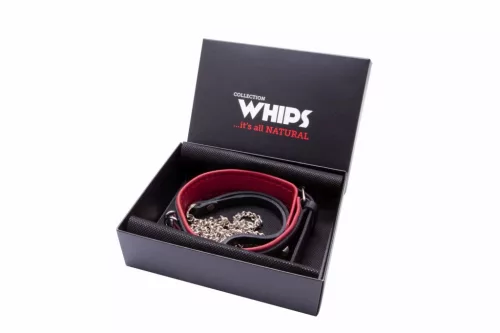 Whips Női nyakörv szegecses pórázzal 38-44 cm fekete