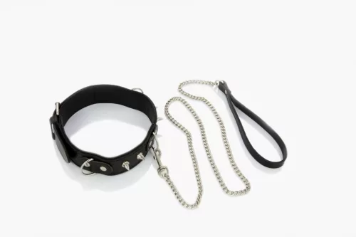 Whips Férfi nyakörv beállítható hosszúság 42-50 cm bőrből fekete