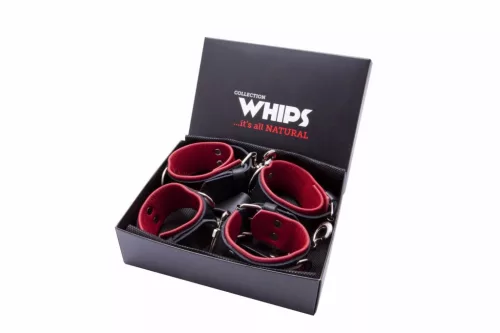 Whips Kötöző Natúr bőrből, állítható pántok piros