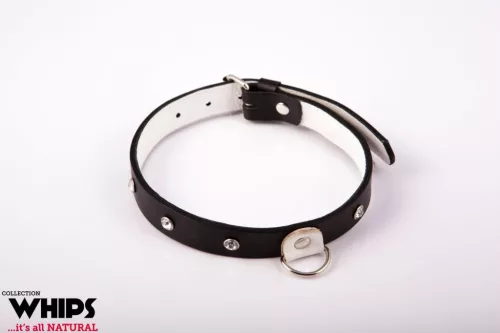 Whips nyakörv bőr, állítható 36-42 cm fehér 2 cm széles