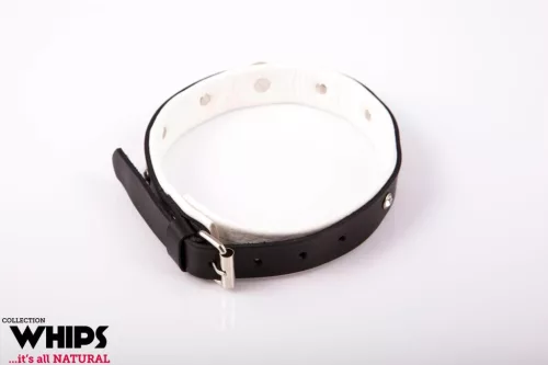 Whips Nyakörv Állítható 36-42 cm Fehér bőr 3 cm széles