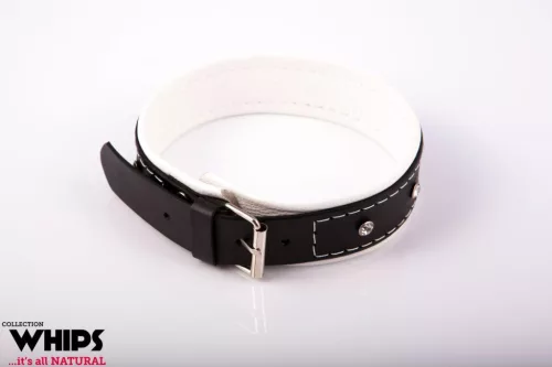 Kötöző Női nyakörv állítható 4 cm fehér valódi bőr