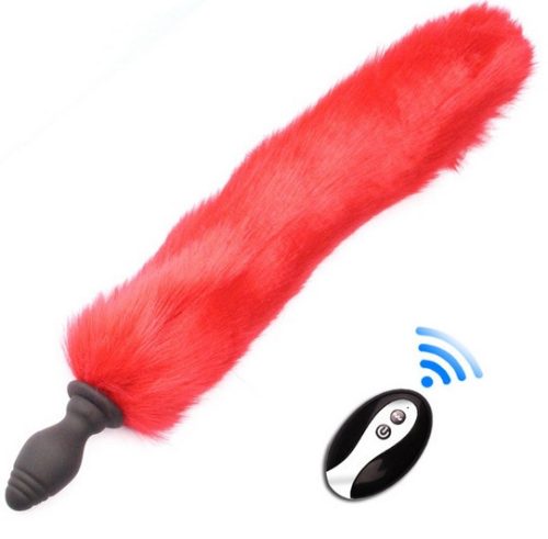 Fox Tail Vibe Plug 6.5 x 3.2cm - Farok 40cm Piros