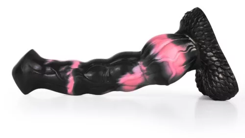 Arhulf – prémium állati formájú dildo, 21 x 6 cm, fekete-rózsaszín
