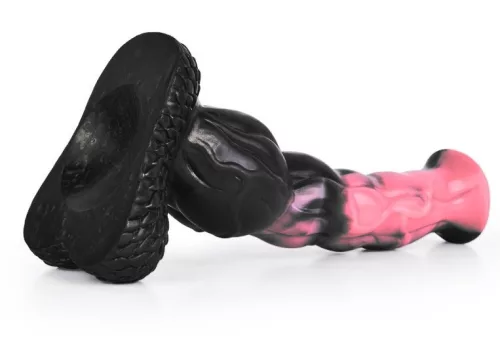 Arhulf – prémium állati formájú dildo, 21 x 6 cm, fekete-rózsaszín