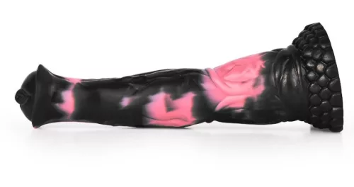 Bodulf – prémium dildó, 25 x 6 cm, fekete-rózsaszín