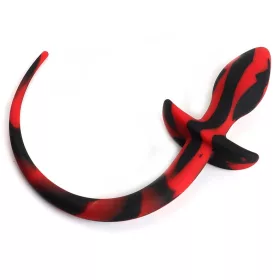Prémium kutyafüles anális plug – 7,5 cm, fekete-piros