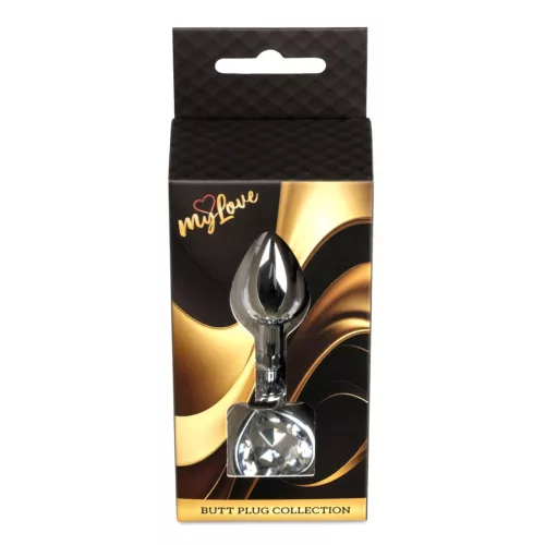 Anal plug Fém hűthető-melegíthető 7 cm átlátszó kristály díszítéssel