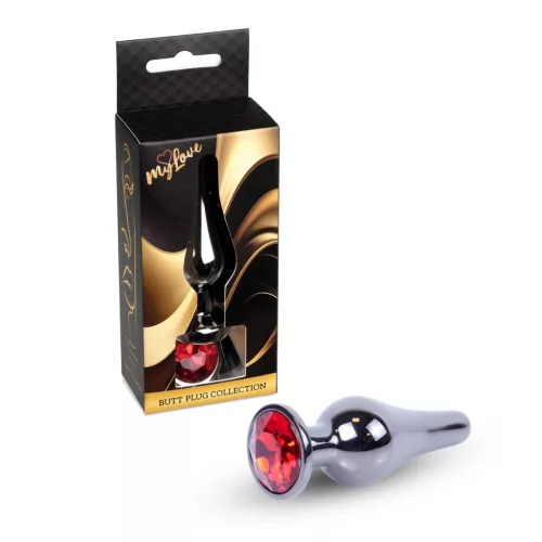 Mylove Toys Anál plug Hűthető-fűthető, díszkővel 9,5 cm piros
