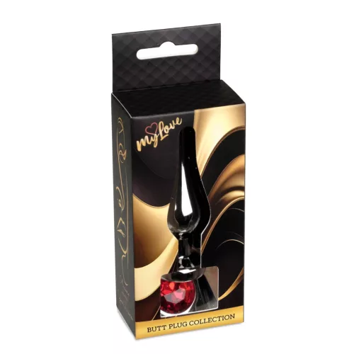 Mylove Toys Anál plug Hűthető-fűthető, díszkővel 9,5 cm piros
