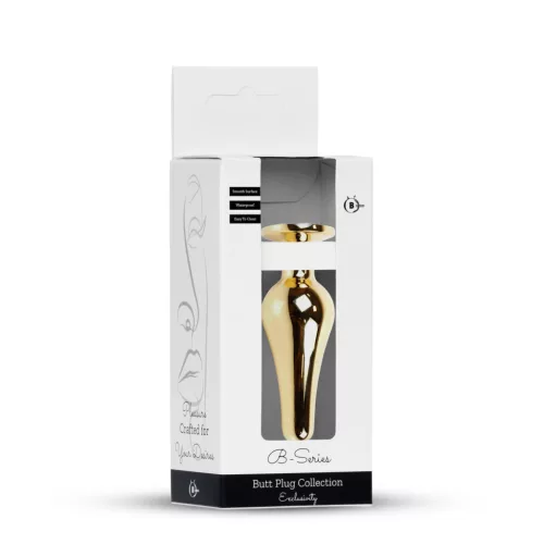 Anal plug Fém anatómiás forma, díszített 9,5 cm arany-rózsaszín