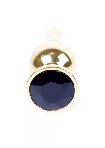 Anal plug Fém, anatómiás, ékszeres 9,5 cm fekete