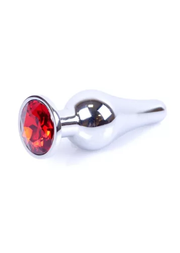 Anal plug Anatómiás formázás, díszes alapszél 9,5 cm piros