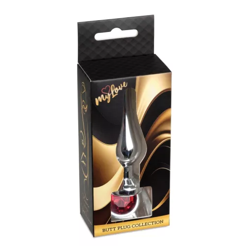 MyLove Toys Anál plug Fém, ékszeres 9,5 cm piros