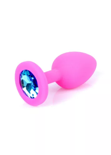 Anál plug Szilikon ékszerrel Bulbusos, 7 cm világoskék