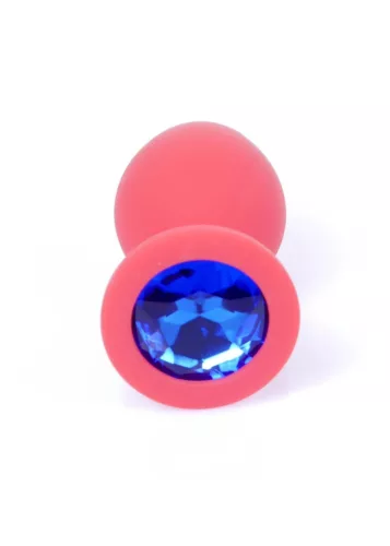 Anál plug Szilikon sima, aranyos 8 cm kék gyémánttal